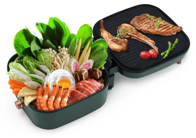 Imagen del producto de Uten: Parrilla y plancha multifuncional 2 en 1, con revestimiento antiadherente