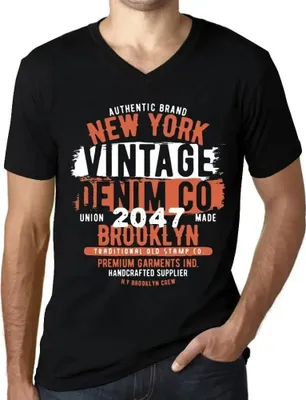 Produktbild von Herren Grafik T-Shirt V-Ausschnitt New York im Jahr 2047 – New York  2047 – Öko-Verantwortlich Vintage Jahrgang Kurzarm Lustige Druck