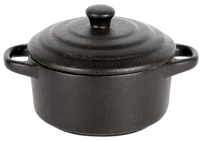 Image de Plat à gratin - Bol en porcelaine - Avec couvercle - 450 ml - Noir