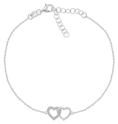 Produktbild von Zartes Silberarmband Verknü pfte Herzen BRC115W