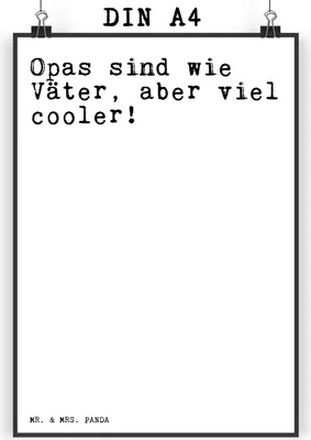 Produktbild von Mr. & Mrs. Panda Bild Opas sind wie Väter,... DIN A4 - Weiß - Geschenk, drucke, Spruch Sprüche Weisheiten Zitate Lustig Weisheit Worte, Plakat, Großeltern, Vatertag, Opa