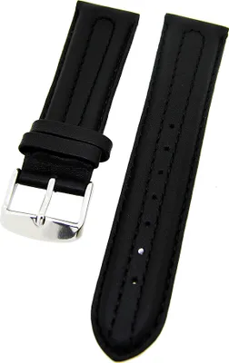 Produktbild von Uhrenarmband Kalbsleder abgesteppte Doppelwulst Schwarz 22mm