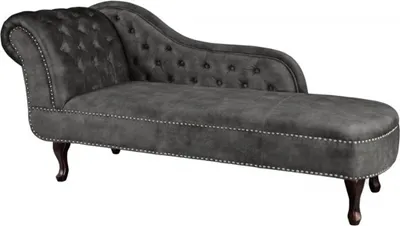 Produktbild von Chesterfield Chaiselongue Dunkelgrau / Braun aus dem Hause Casa Padrino - Wohnzimmer Liege Sofa