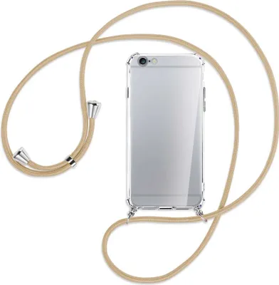 Produktbild von Handykette Backcover-Schutzhülle mit Band (Metall silberfarben) für Apple iPhone 6 / 6S - caramel