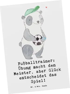 Produktbild von Mr. & Mrs. Panda Postkarte Fußballtrainer Erfolgskick - Weiß - Geschenk, Fotokarte, Inspiration, Ansichtskarten, Fußballzitat, Berufsleben, Mentoring, Berufsalltag, Beruf