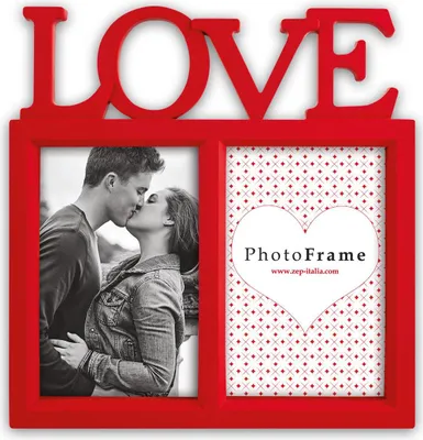 Image de ZEP Double cadre Madeira 2 photos 10x15 cm rouge Love 23x23 cm