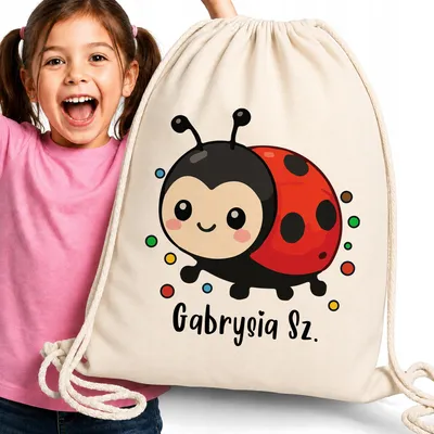Produktbild von StyLoveGifts Marienkäfer Kindergarten Beutel mit Namen