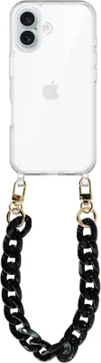 Produktbild von Marble Black Transparant Cord Hülle - Short Cord  - Kompatibel mit iPhone 16
