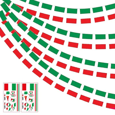 Productafbeelding van Italiaanse vlaggenlijn voor binnen en buiten, dubbelzijdig met 20 vlaggen