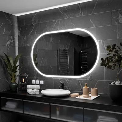Produktbild von Owalne lustro łazienkowe z podświetleniem LED - Hamburg - 100x50cm