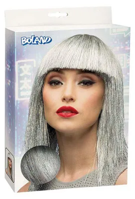 Produktbild von Boland Perücke silber glatt halblang Damen Glitzer Glamour Party