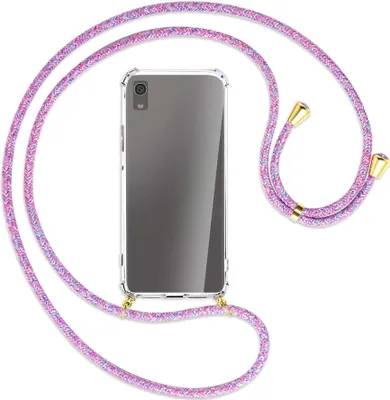 Produktbild von Handykette Backcover-Schutzhülle mit Band (Metall goldfarben) für Sony Xperia XA1 - schwarz/gold