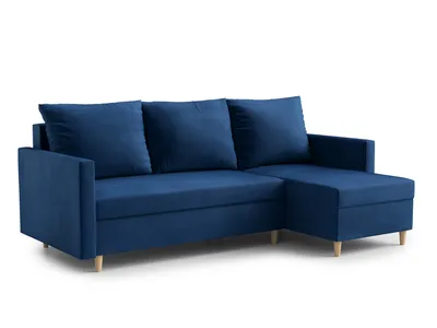 Produktbild von AX LIVING Walston 3 Sitzer Couch mit Schlaffunktion 224cm Blau – Ecksofa samt