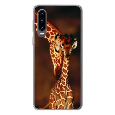 Produktbild von MuchoWow® Handyhülle Schutzhülle Hülle für Huawei P30 Giraffe - Kalb - Porträt Silikon Softcase Handy Hülle - Kartenbesitzer