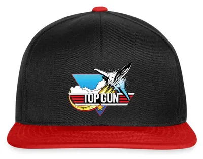 Produktbild von Spreadshirt Top Gun Fighter Kampfjet Logo Snapback Cap, One size, Schwarz/Rot