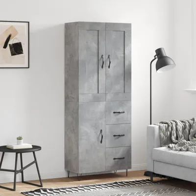 Produktbild von vidaXL Highboard Betongrau 69,5x34x180 cm Holzwerkstoff