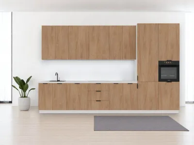 Produktbild von Küchenzeile – Küchenblock – Gerade Küche – Komplettküche – Singleküche – Sorento – K88-G400 R – 400 cm – Sonoma Eiche / Weiß Matt Ohne Arbeitsplatte