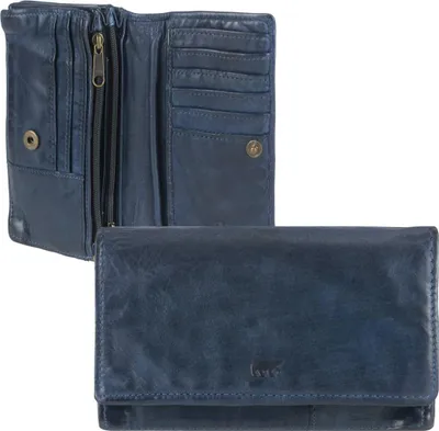Produktbild von Bear Design Damen Geldbörse 14 Kartenfächer Portemonnaie Geldbeutel Leder dunkelblau