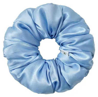 Image de Jumbo Chouchou Femme Soie grande soie de mûrier bleu glacé