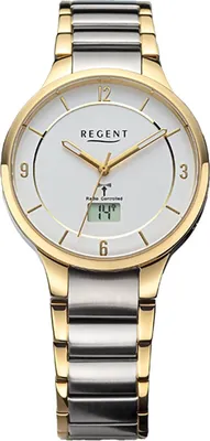 Produktbild von Regent Damen Uhr Funkuhren Metall Funkuhr Analog-Digital silber gold URFR288