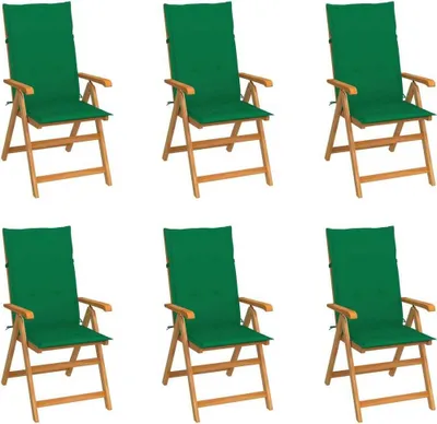 Produktbild von Maison Exclusive - Gartenstühle 6 Stk. mit Grünen Kissen Massivholz Teak