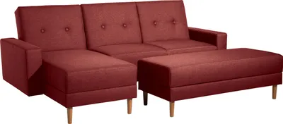 Produktbild von Max Winzer Funktionssofa mit Hocker Just Cool - Flachgewebe rot - Maße: 230 x 144 x 92 cm