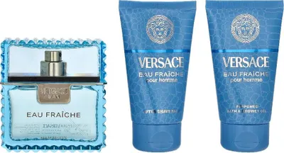 Produktbild von Versace Eau Fraiche Geschenkset Eau de Toilette 50ml/Bath & Shower Gel 50ml/Aftershave Balm 50ml