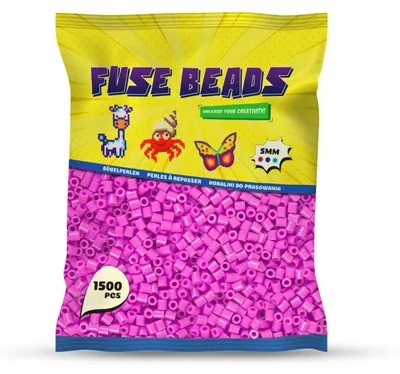 Zdjęcie produktu dla Koraliki do prasowania różowe 1500 szt. Midi 5 mm – prasowanki Benny Beads, jednokolorowe koraliki termiczne