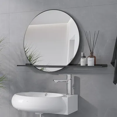 Imagen del producto de Espejo de pared de 70x50 cm con estante, color mate