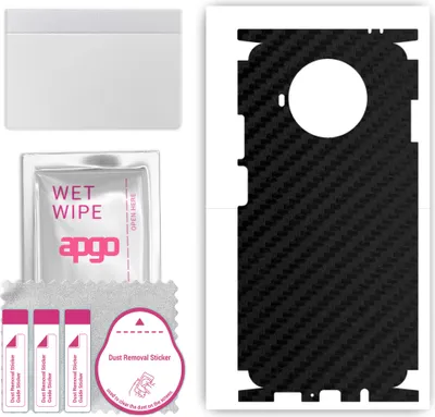 Produktbild von apgo Rückseite + Seiten Schutzfolie, Skin, kompatibel mit Xiaomi Mi 10T Lite 5G, Hinten Displayschutzfolie aus Vinylfolie, kratzfest, einfache Montage - Schwarzer Kohlenstoff