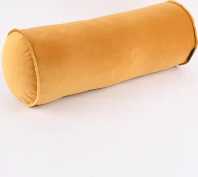 Produktbild von Nackenrolle aus Samt mit Keder und Reißverschluss senfgelb 20x55cm