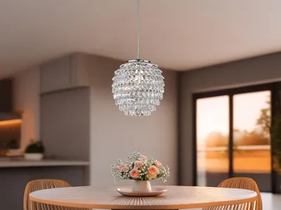 Produktbild von Designer LED Pendelleuchte dimmbar 1 flammig  Ø35cm mit Acryl Kristallbehang