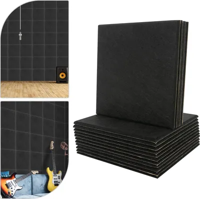 Produktbild von 18 Stück Akustikpaneele selbstklebend hohe Dichte Wanddekoration Schwarz 30*30cm