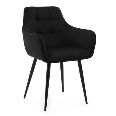 Obrázek produktu pro NEW HOME Okouzlující židle GALLO čalouněná jídelní židle do obývacího pokoje s prošíváním - černá - moderní nábytek samet velur