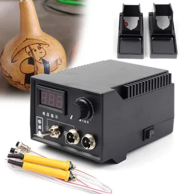 Zdjęcie produktu dla Regulowane żelazko do pirografii Stacja do wypalania z transformatorem 60W 220V Stacja do wypalania Lutownica do drewna Elektryczne urządzenie do pirografii