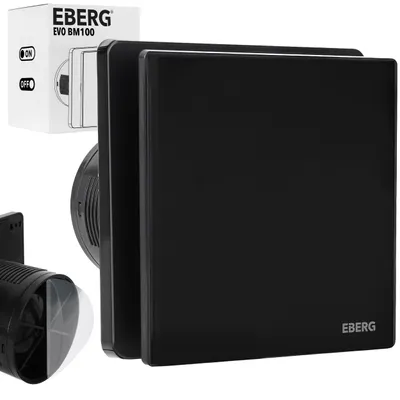 Zdjęcie produktu dla EBERG EVO BM 100 Wentylator Łazienkowy 100 mm Klapa Zwrotna Czarny Mat