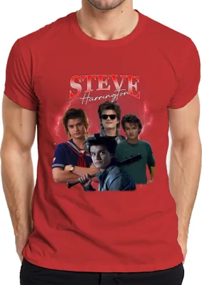 Produktbild von Steve Harrington Stranger Serienfan Geschenk Babysitter Hawkins Herren T-Shirt, Rot, L