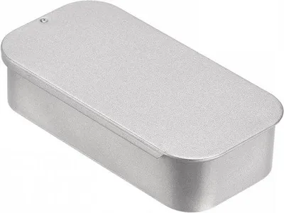 Produktbild von Metallische Aufbewahrungsboxen, Set aus 2, rechteckig, leer, Eisen, 3,54 x 1,77 x 0,79 Zoll, silberfarben, mit Schiebedeckel