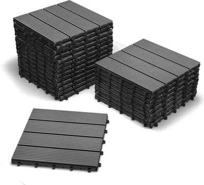 Produktbild von Terrassenfliesen WPC anthrazit 2 m ² Stecksystem 22 Stück