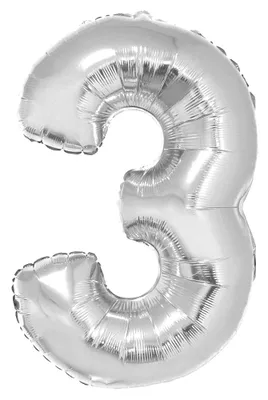 Produktbild von XXL Zahlen Folienballon 100 cm - Silber Zahl 3