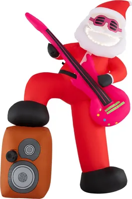Produktbild von GOPLUS 182cm aufblasbarer Weihnachtsmann mit Gitarre, Weihnachtsdekoration mit LED-Lichtern, Musik & Gebläse, Weihnachtsbeleuchtung fürgarten, hof
