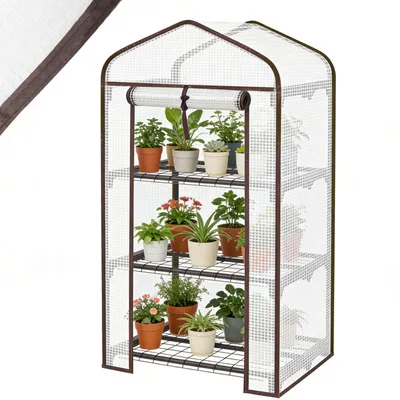 Produktbild von Sekey Tomatengewächshaus Foliengewächshaus Gewächshaus Balkon Garten Winterfest Tomatenhaus BxTxH 50x45x105cm 3 Etagen Flexible Pflanzhöhe UV-Schutz