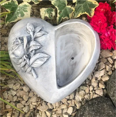 Produktbild von Herz Pflanztopf Pflanzgefäß Pflanzschale Gartendekoration Grabschmuck mit Rose