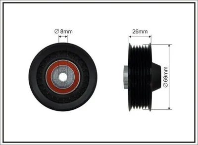 Produktbild von CAFFARO 500360 Umlenkrolle Keilrippenriemen 69mm passend für MERCEDES-BENZ 190 (W201) Stufenheck (W124) C-Klasse Limousine (W202) E-Klasse Limousine
