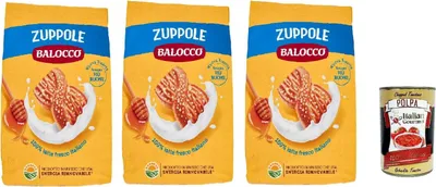 Produktbild von Balocco Zuppole Kekse zum Frühstück, Kekse mit 100% italienischer Milch 3x 350g biscuits cookies kuchen + Italian Gourmet polpa 400g