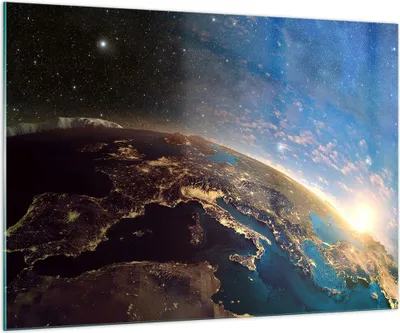 Produktbild von Bilder auf glas - Kosmos Erde - 100x70cm - Glasbilder - Wandbilder - Bilder - Kunstdruck - zum Aufhängen bereit - Wanddekoration aus Glas - Glas Bilder - Wandbild auf Glas - Einteilig - GAA100x70-3809
