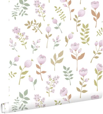 Produktbild von ESTAhome Tapete Blumen Violett und Graugrün 50 x 900 cm