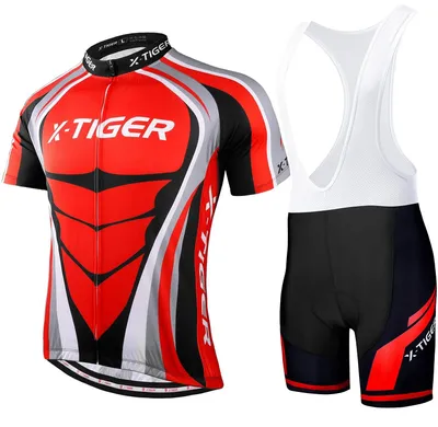 Produktbild von Omgoods – Fahrradbekleidung für Herren – T-Shirt mit kurzen Ärmeln und Fahrradhose mit Sitzpolster