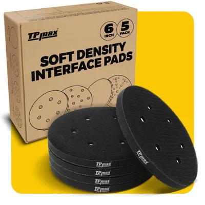 Immagine prodotto di Piatto abrasivo per levigatrice orbitale, confezione da 5 pezzi, diametro 150 mm, sistema di fissaggio a velcro, superficie morbida, con 6 fori