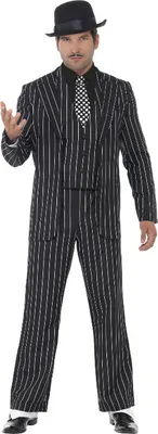Produktbild von Klassischer Gangsterboss Kostüm, mit Jacke, Schlips, Weste mit Mock Hemd und Hose